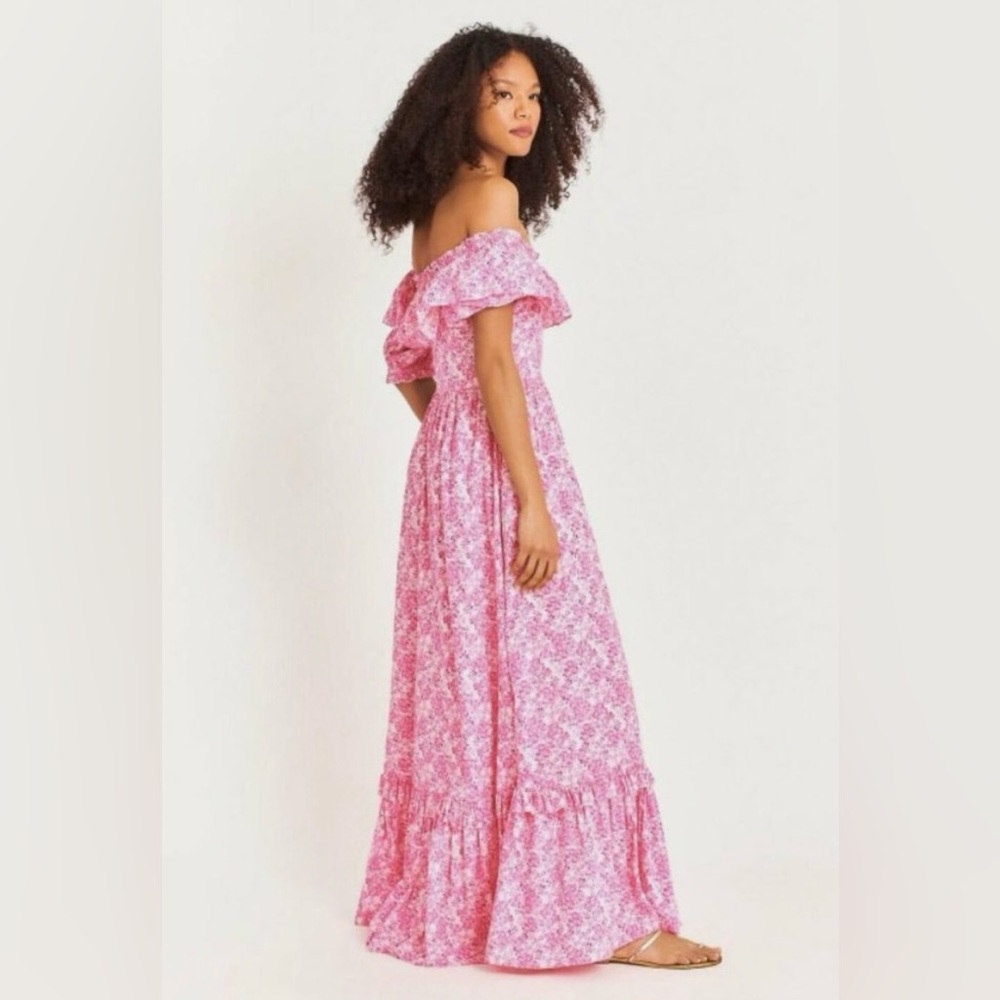 NWT LoveShackFancy Tara Maxi Dress Pink Berry Fields - Picture 4 of 13